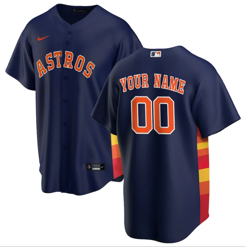 Men's Houston Astros Navy Alternate Replica Player Custom Jersey1 baseball jersey product view 1