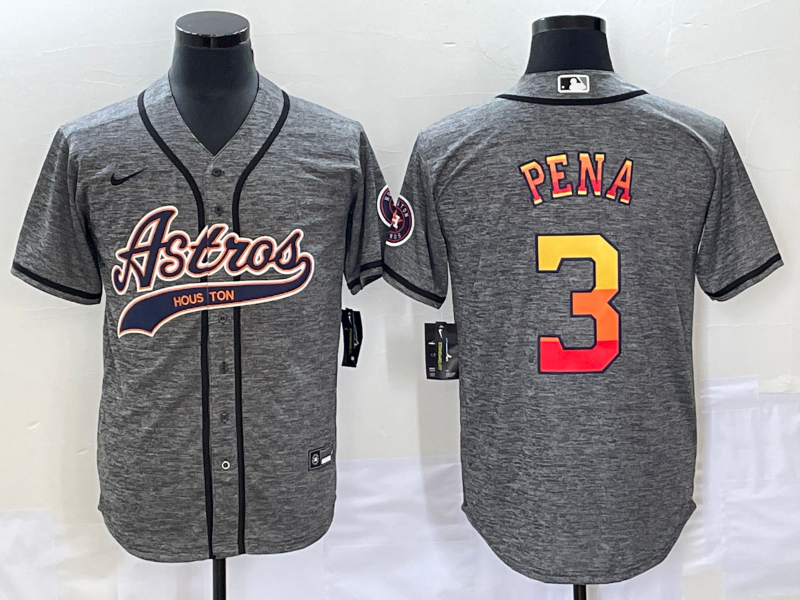 Men's Houston Astros Jeremy Pena #3 Gray Replica Player Jersey Joint Edition baseball jersey product view 1