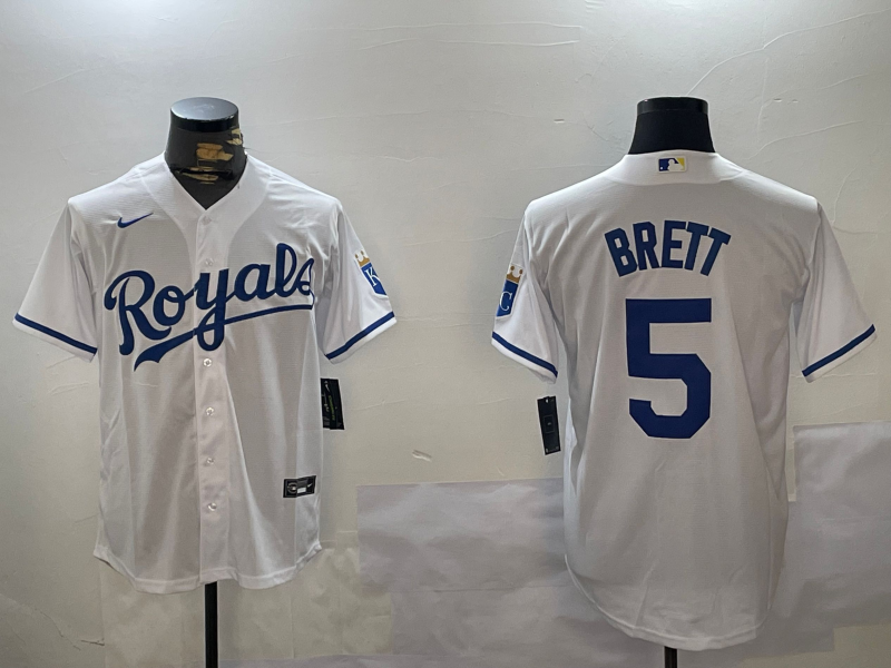 Men's Kansas City Royals George Brett White Home Replica Player Jersey baseball jersey product view 1