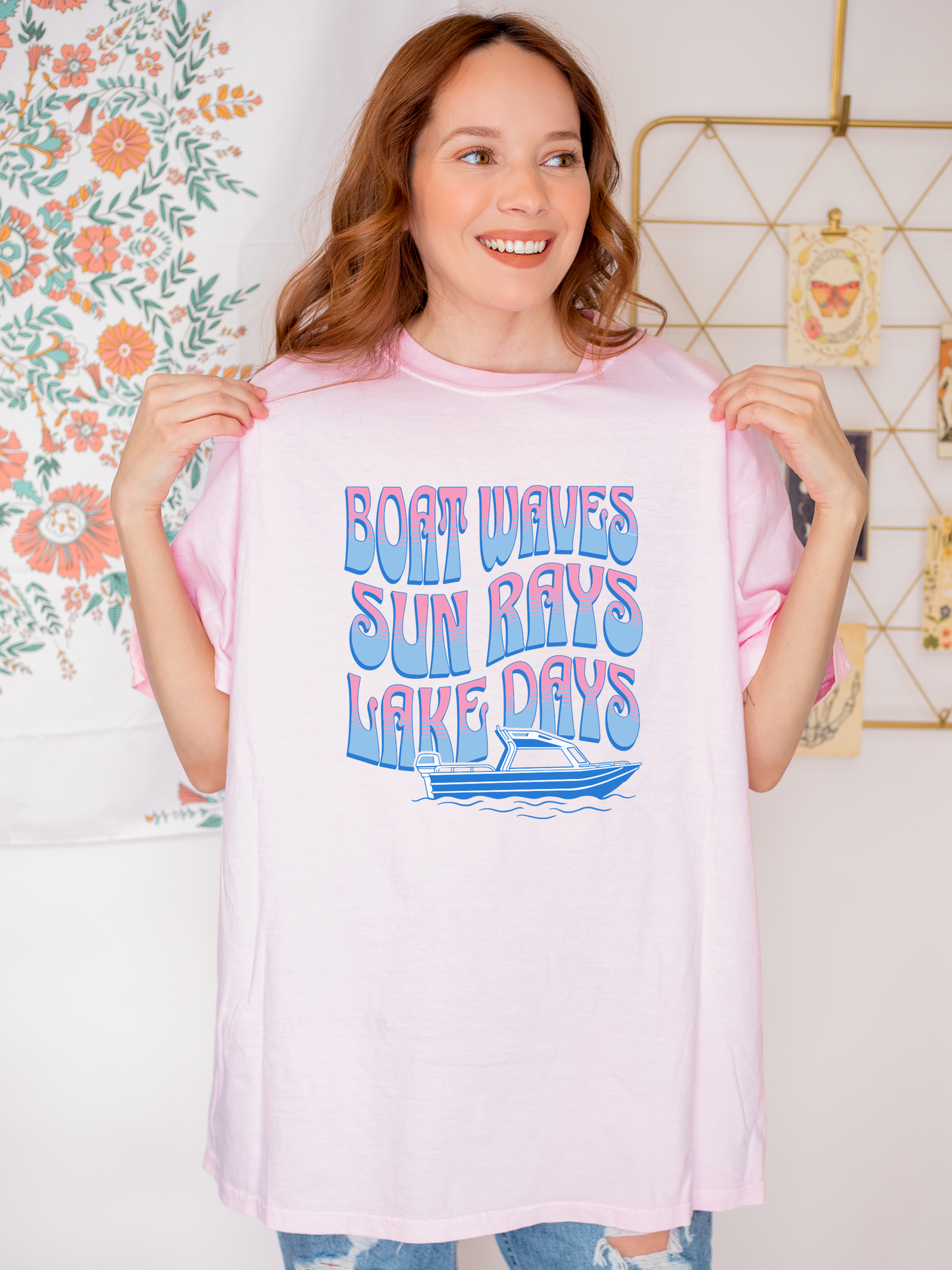 Boat Waves Sun Rays Lake Days, Summer Apparel, Lake Shirt Unisex T-shirt, Sweatshirt, Hoodie, Long Sleeve Tee - T-Shirt, Sweatshirt, Hoodie