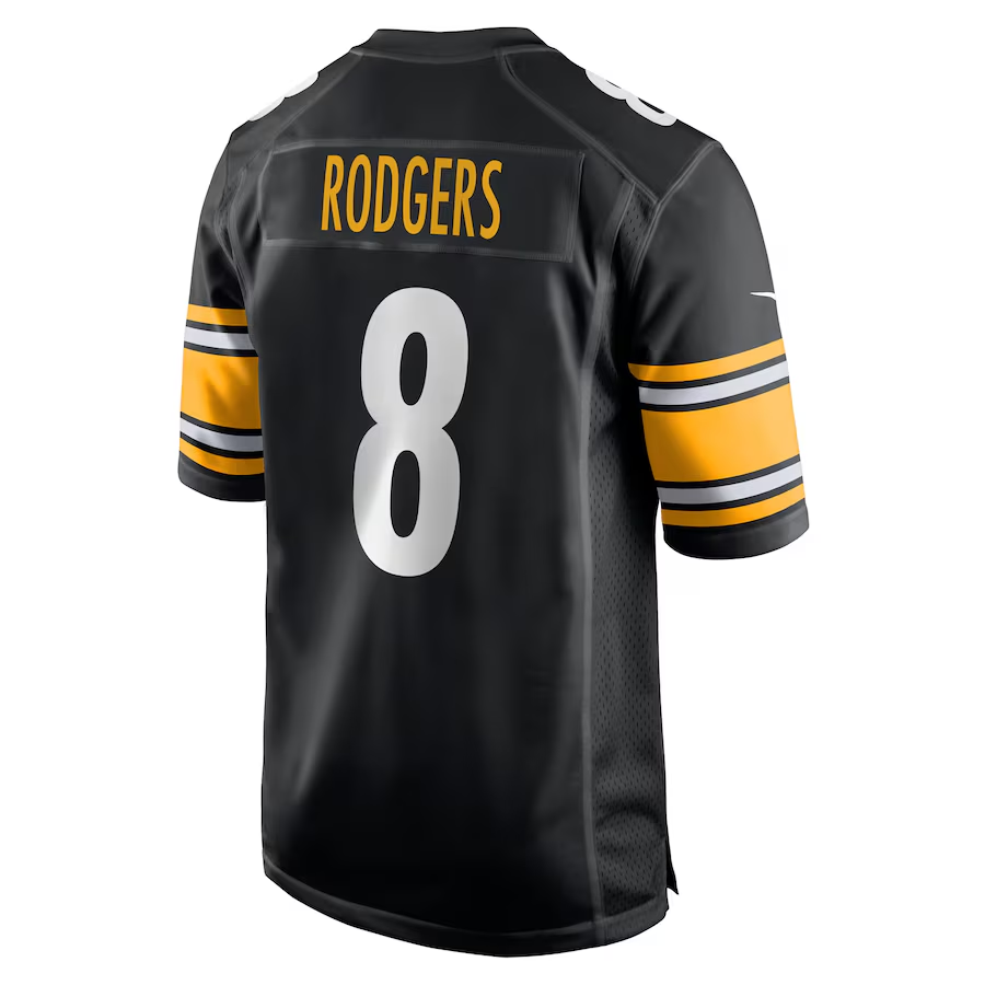 Men's Pittsburgh Steelers Aaron Rodgers Black Game Jersey football jersey product view 3