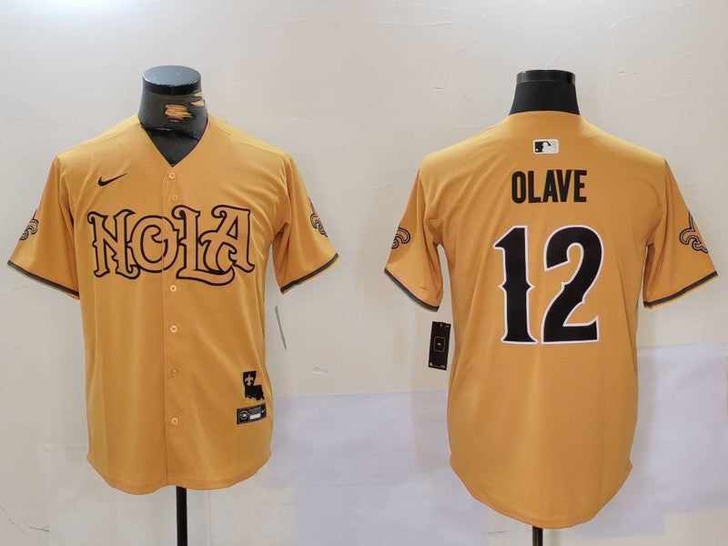 Men's New Orleans Saints Chris Olave Yellow Game Player Jersey football jersey product view 1