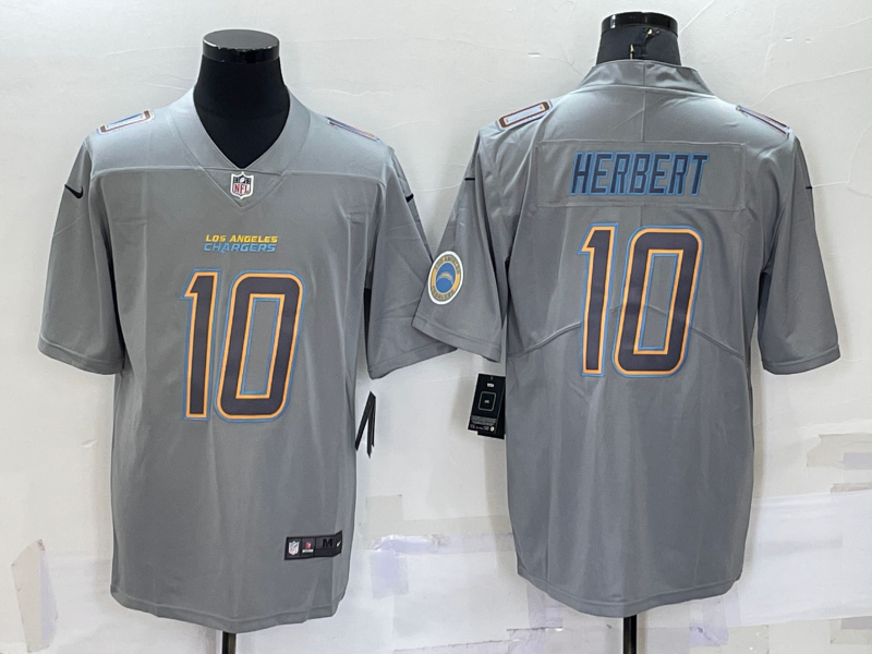 Men's Los Angeles Chargers Justin Herbert Gray Atmosphere Fashion Game Jersey football jersey product view 1