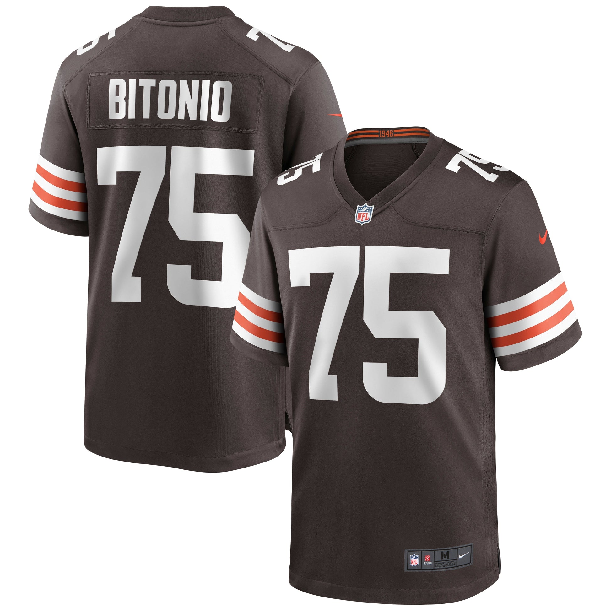 Joel Bitonio Cleveland Browns Game Jersey - Brown football jersey product view 1
