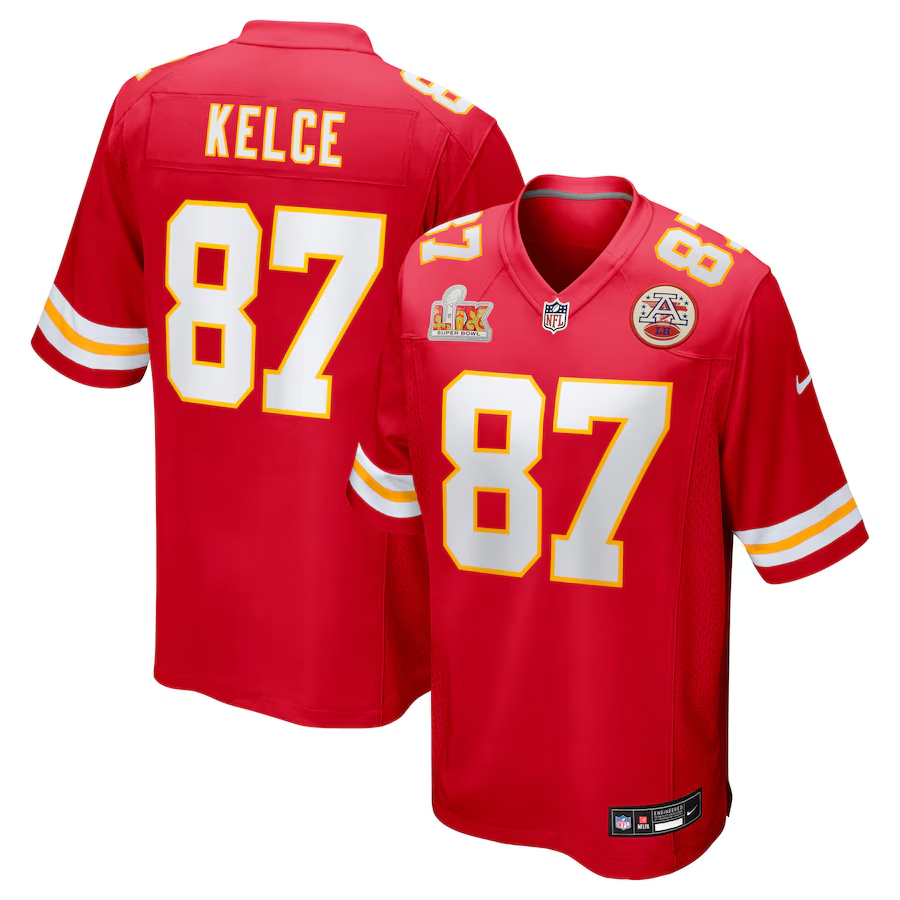 Men's Kansas City Chiefs Travis Kelce Red Super Bowl LIX Game Jersey football jersey product view 1