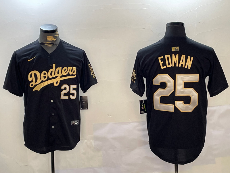 Men's Los Angeles Dodgers Tommy Edman Black Game Player Jersey baseball jersey product view 1