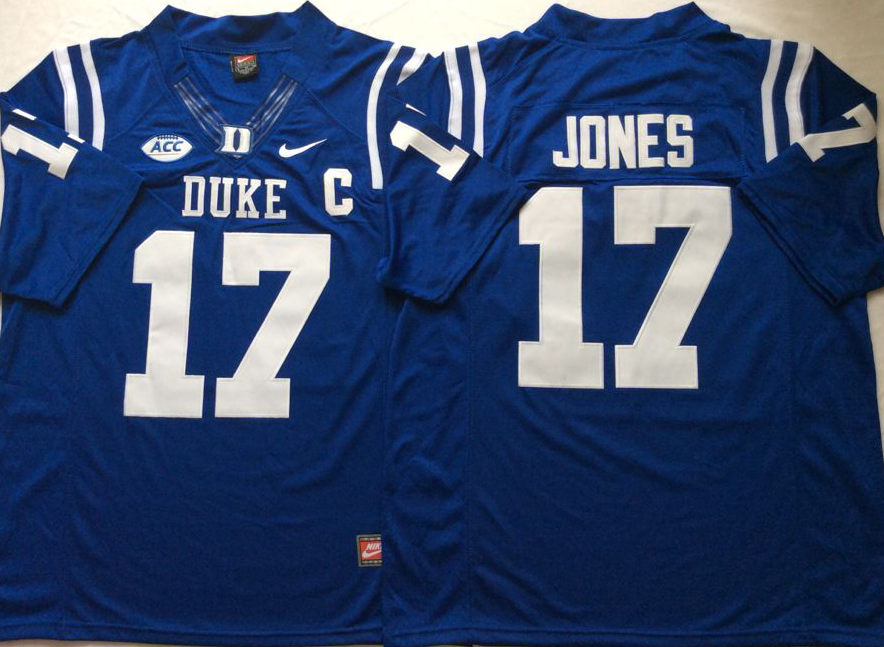 Men's Duke Blue Devils Daniel Jones #17 Blue Player Game Jersey sports jersey product view 1