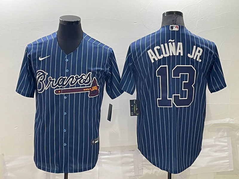 Men's Atlanta Braves Ronald Acuna Jr. #13 Blue Replica Baseball Jersey baseball jersey product view 1
