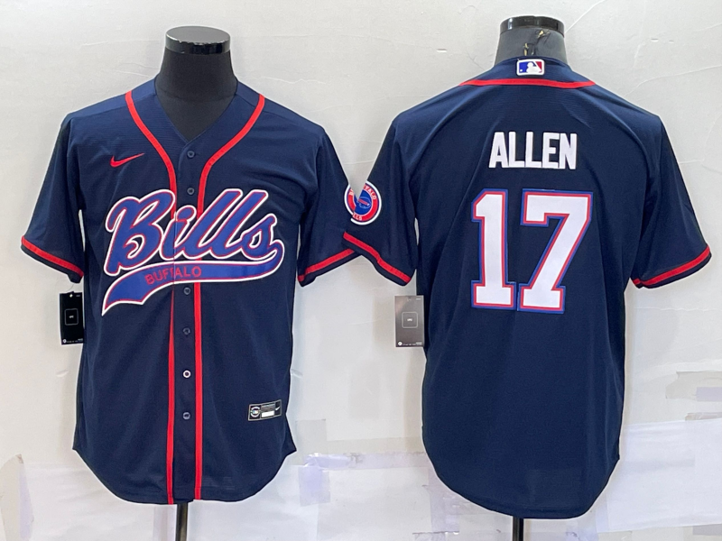 Men's Buffalo Bills Josh Allen Navy Game Jersey Joint Edition football jersey product view 1