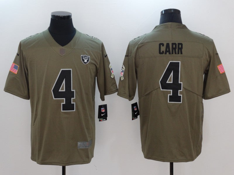Men's Las Vegas Raiders Derek Carr #4 Brown Game Player Jersey1 football jersey product view 1