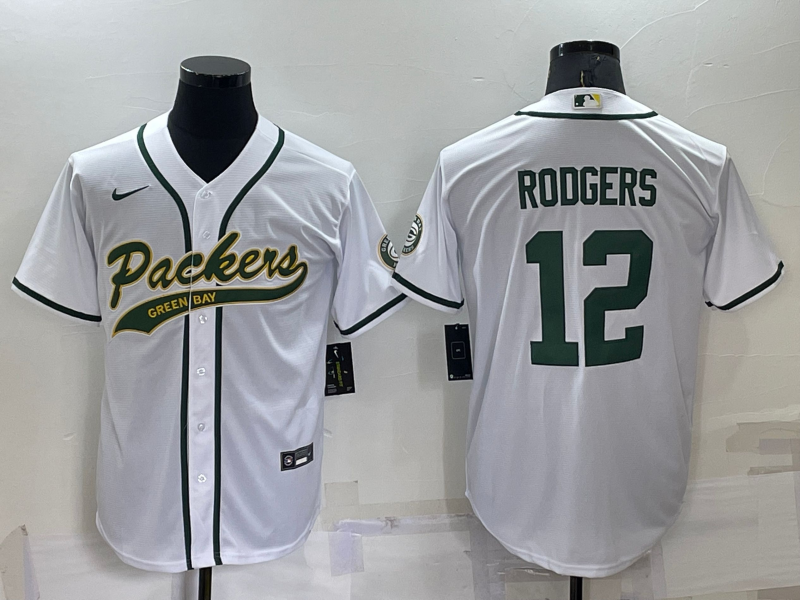 Men's Green Bay Packers Aaron Rodgers White Legend Jersey Joint Edition football jersey product view 1