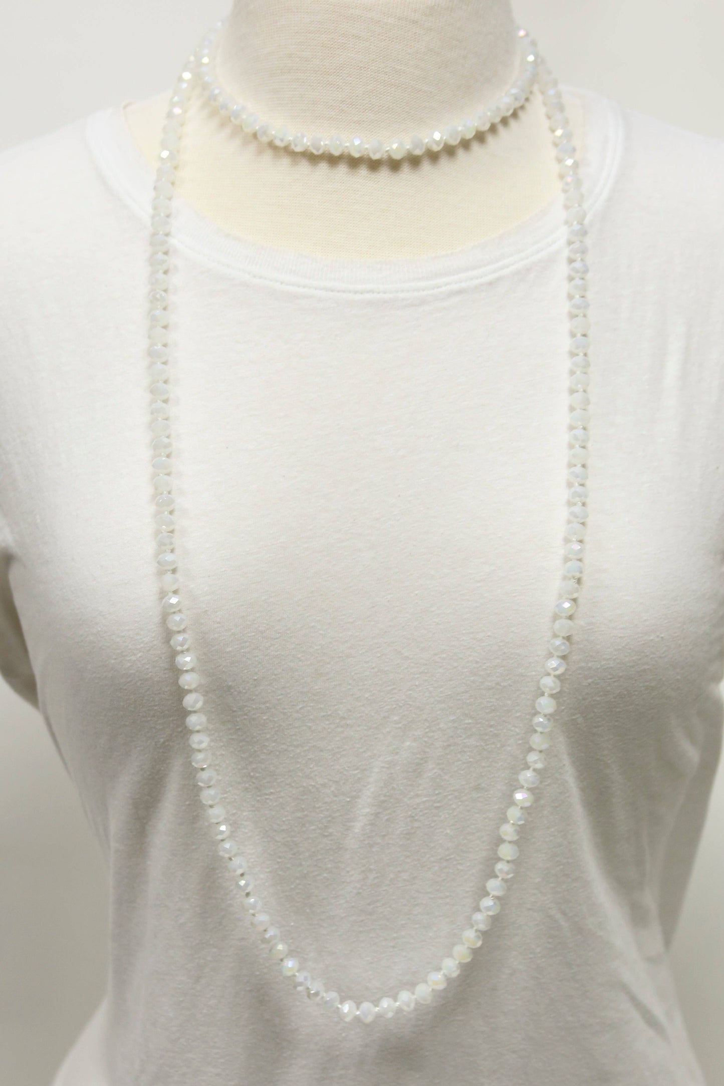 NK-2244 White 60 Hand Knotted Glass Bead Necklace Unisex T-shirt, Sweatshirt, Hoodie, Long Sleeve Tee - T-Shirt, Sweatshirt, Hoodie