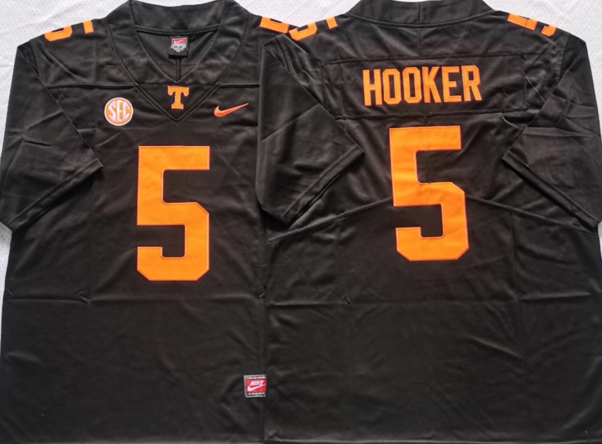Men's Tennessee Volunteers Hendon Hooker Black Player Game Jersey sports jersey product view 1