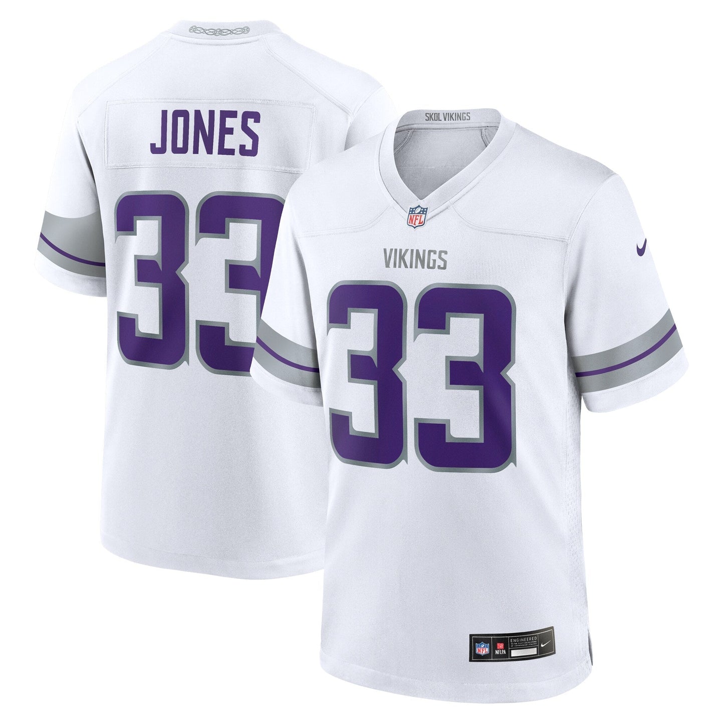 Aaron Jones Minnesota Vikings Alternate Game Jersey - White football jersey product view 1