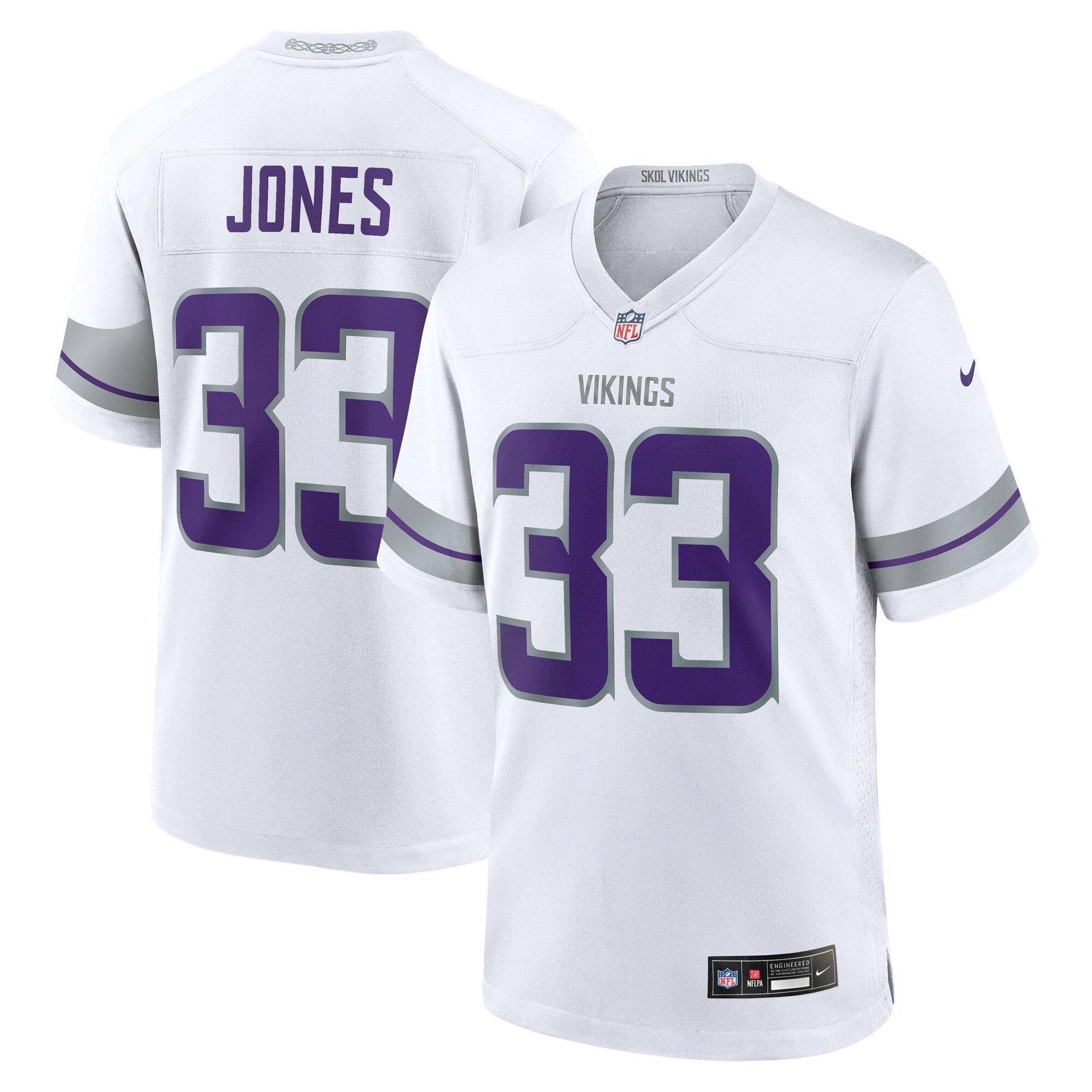 Aaron Jones Minnesota Vikings Alternate Game Jersey - White football jersey product view 1