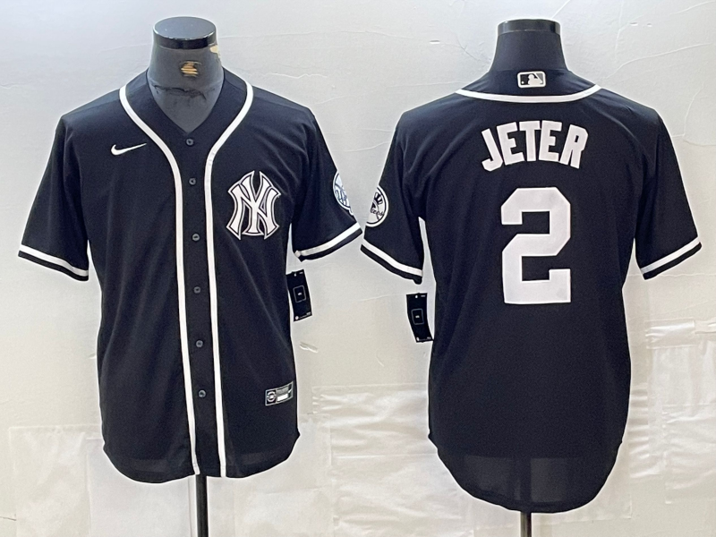 Men's New York Yankees Derek Jeter Black Limited Jersey baseball jersey product view 1