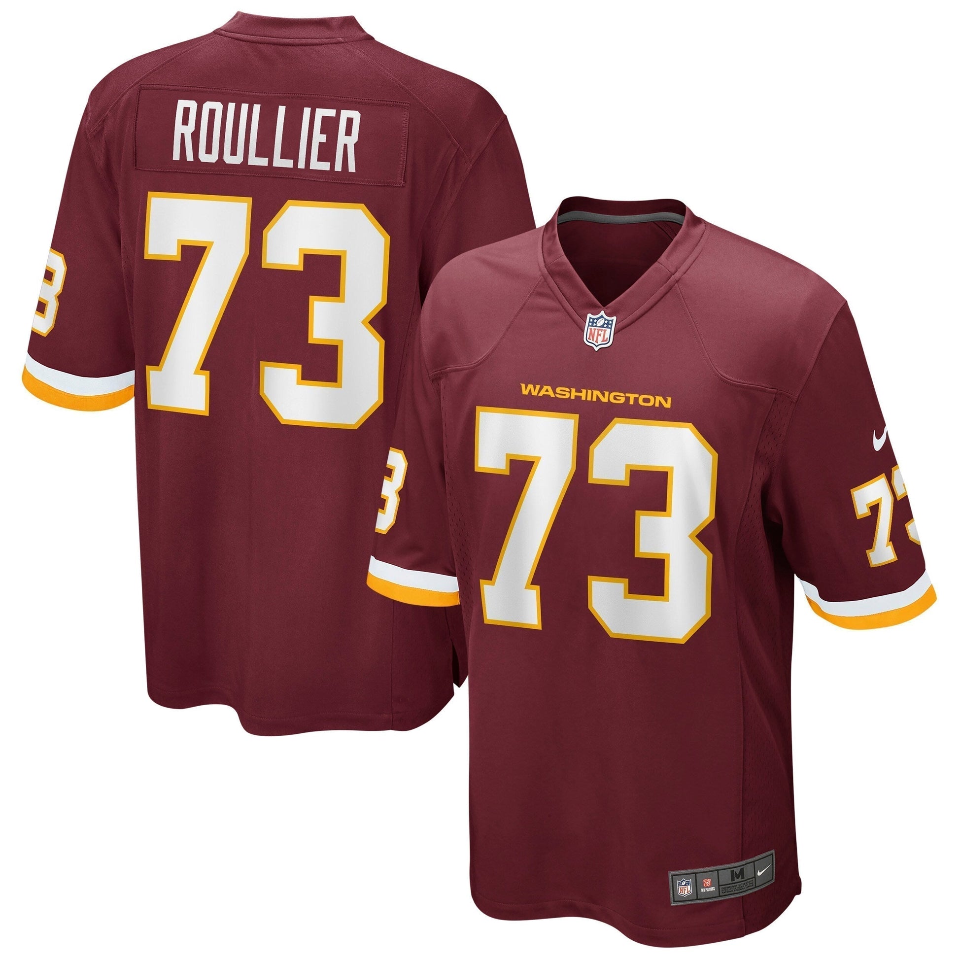 Chase Roullier Washington Football Team Game Jersey - Burgundy football jersey product view 1