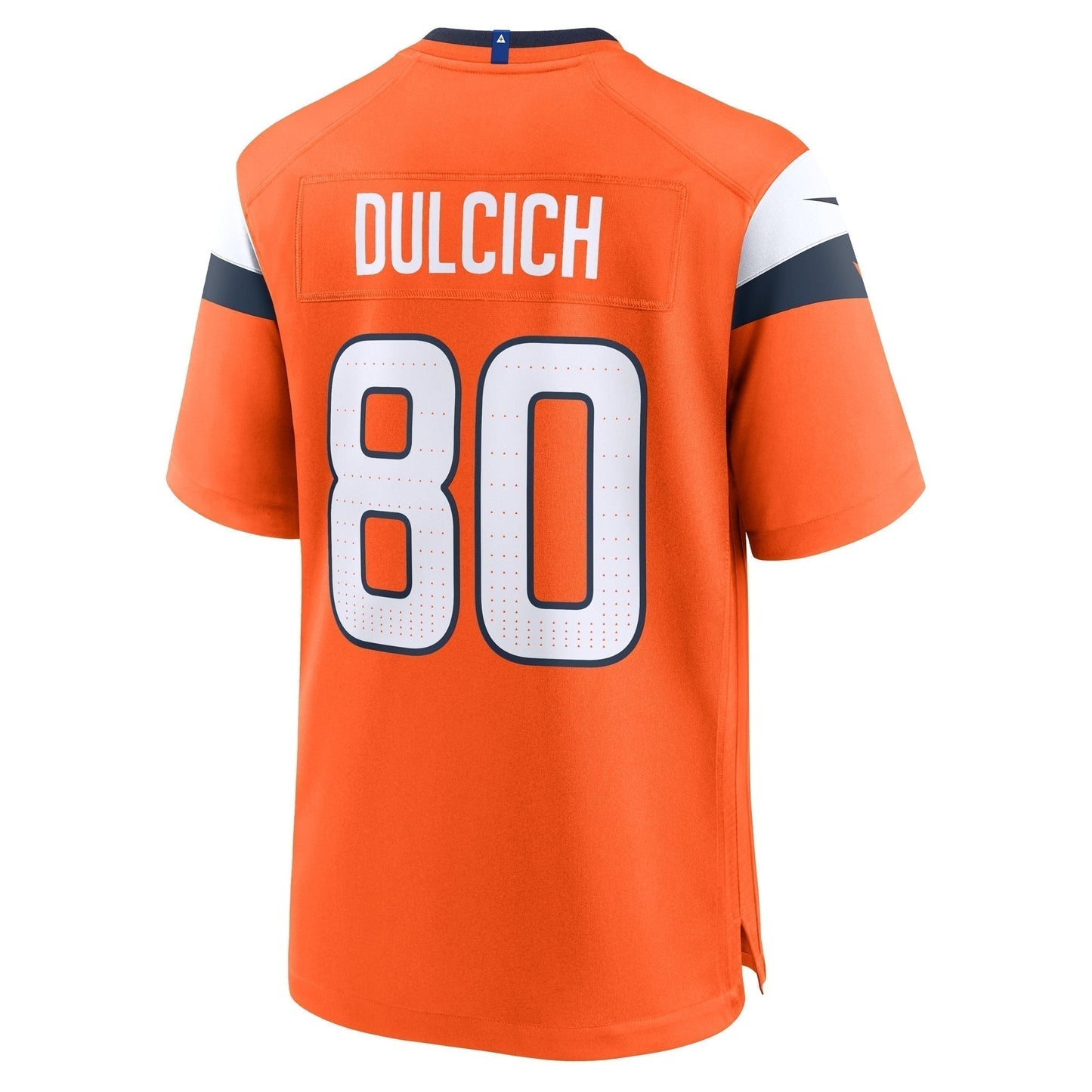 Greg Dulcich Denver Broncos Team Game Jersey - Orange football jersey product view 3