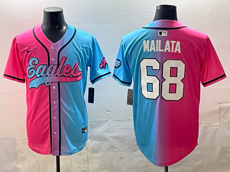 Men's Philadelphia Eagles Jordan Mailata Pink/Blue Game Jersey basketball jersey product view 1