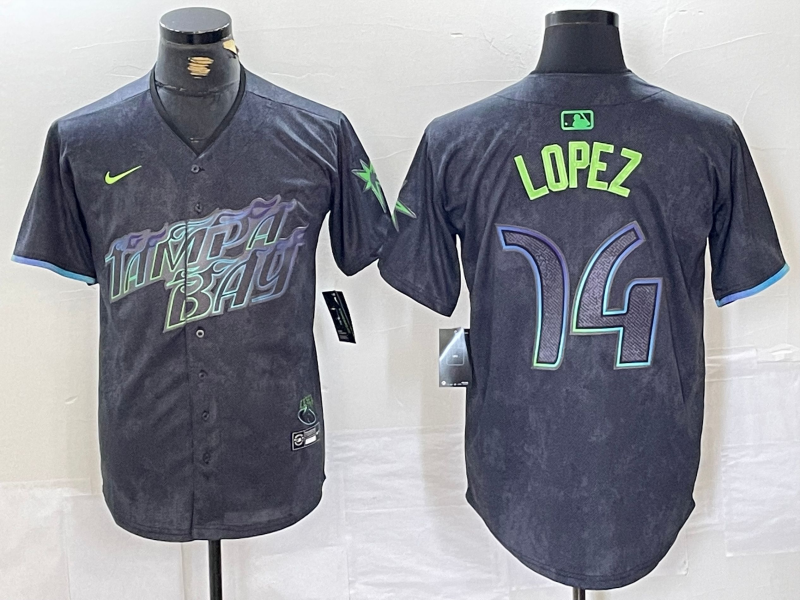 Men's Tampa Bay Rays Jacob Lopez Charcoal 2024 City Connect Limited Player Jersey baseball jersey product view 1
