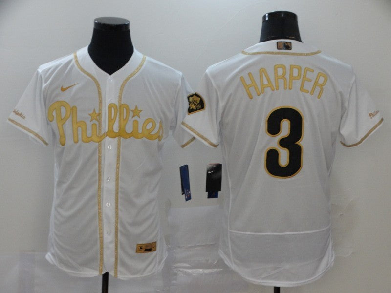 Men's Philadelphia Phillies Bryce Harper White Fashion Stitched Jersey baseball jersey product view 1