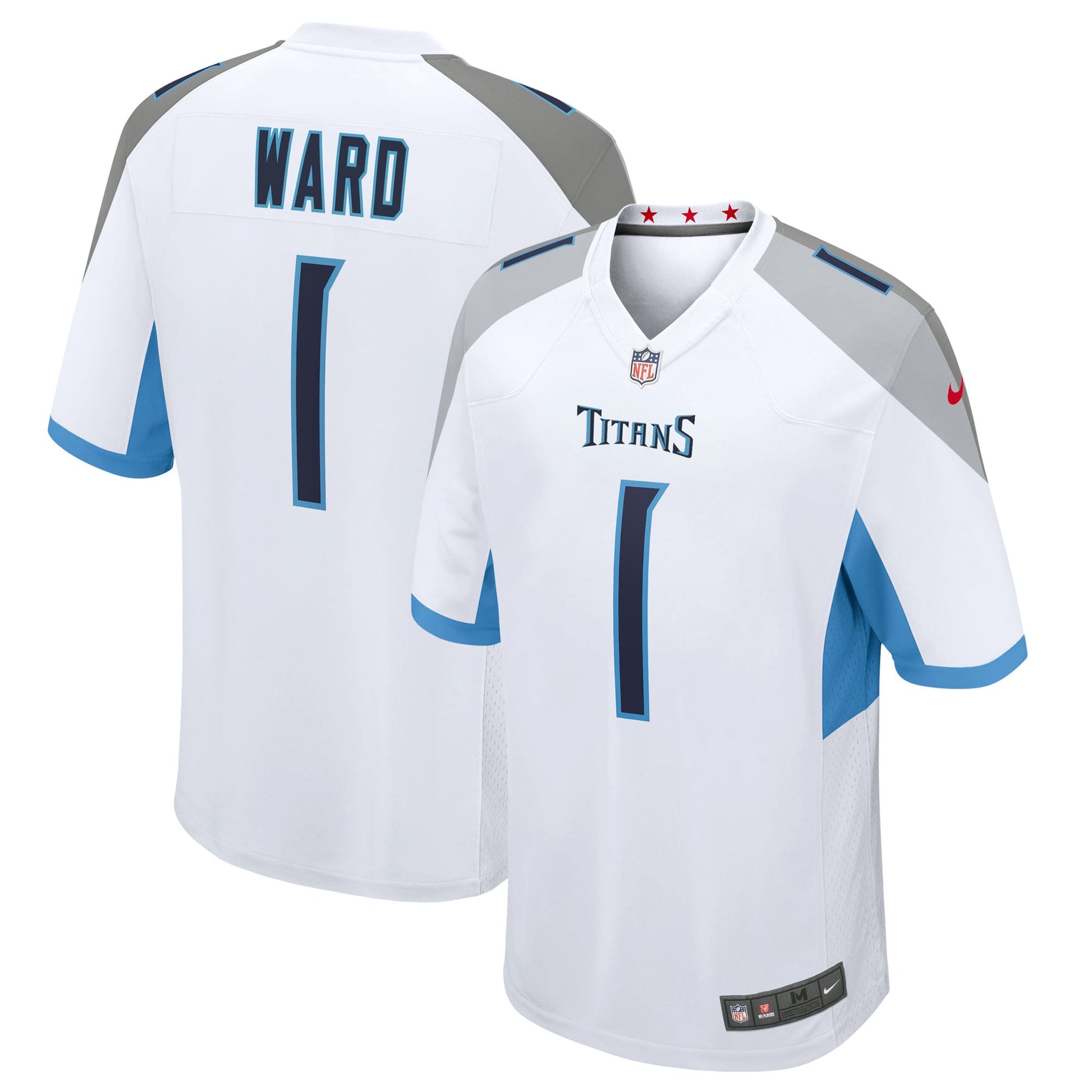 Tennessee Titans Cameron Ward White 2025 NFL Draft First Round Pick Game Jersey football jersey product view 1