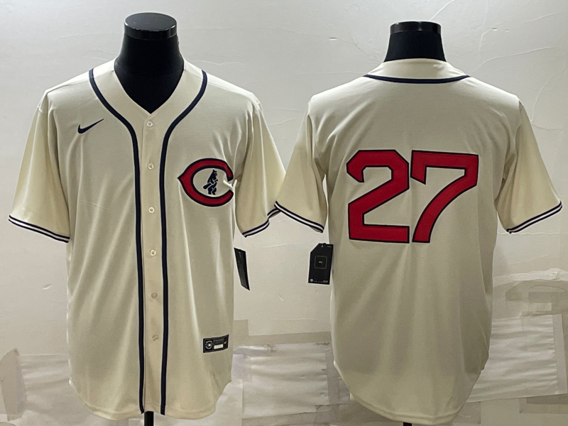 Men's Chicago Cubs Seiya Suzuki Cream Player Name Jersey baseball jersey product view 1