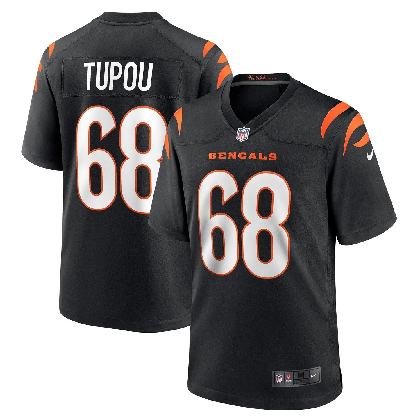 Josh Tupou Cincinnati Bengals Game Jersey - Black football jersey product view 1