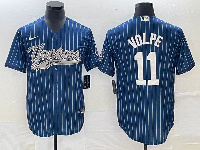 Men's New York Yankees Anthony Volpe #11 Blue Player Jersey Joint Edition baseball jersey product view 1
