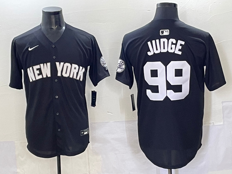 Men's New York Yankees Aaron Judge Black Lights Out Replica Player Jersey baseball jersey product view 1