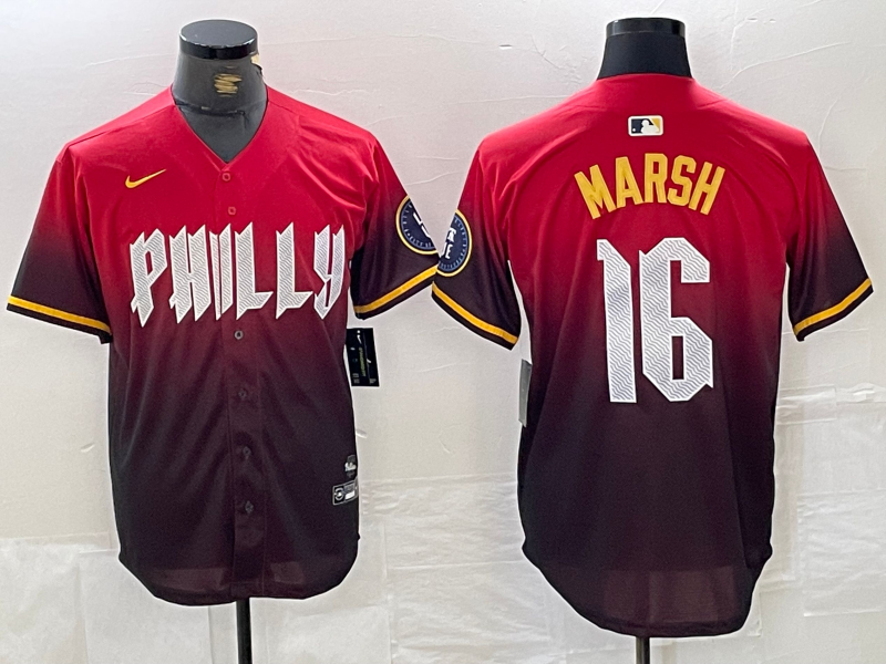 Men's Philadelphia Phillies Brandon Marsh Red 2024 City Connect Limited Player Jersey baseball jersey product view 1