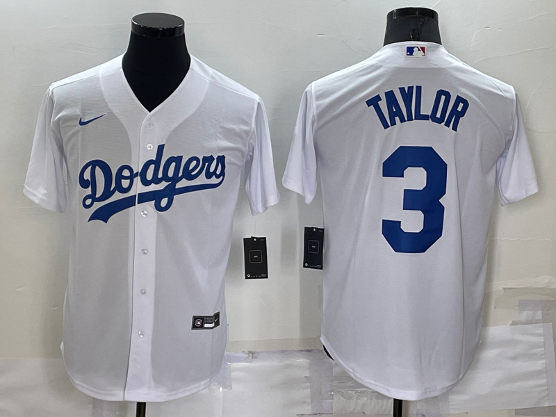 Men's Los Angeles Dodgers Chris Taylor White Replica Baseball Jersey baseball jersey product view 1