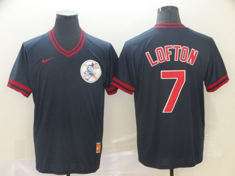 Men's Cleveland Guardians Kenny Lofton #7 Navy Replica Team Jersey baseball jersey product view 1