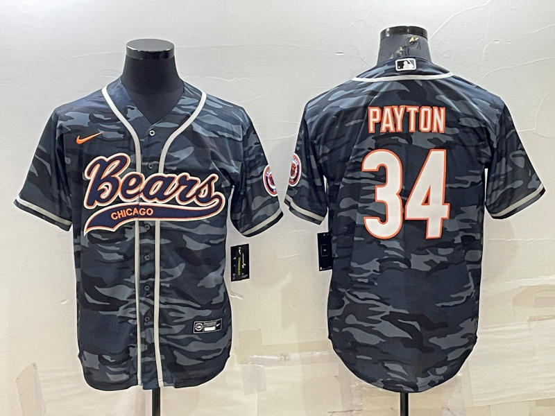 Men's Chicago Bears Walter Payton #34 Grey Camouflage Player Jersey1 Joint Edition football jersey product view 1