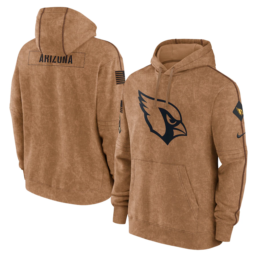 Men's Arizona Cardinals Brown 2023 Salute To Service Club Pullover Hoodie football jersey product view 1