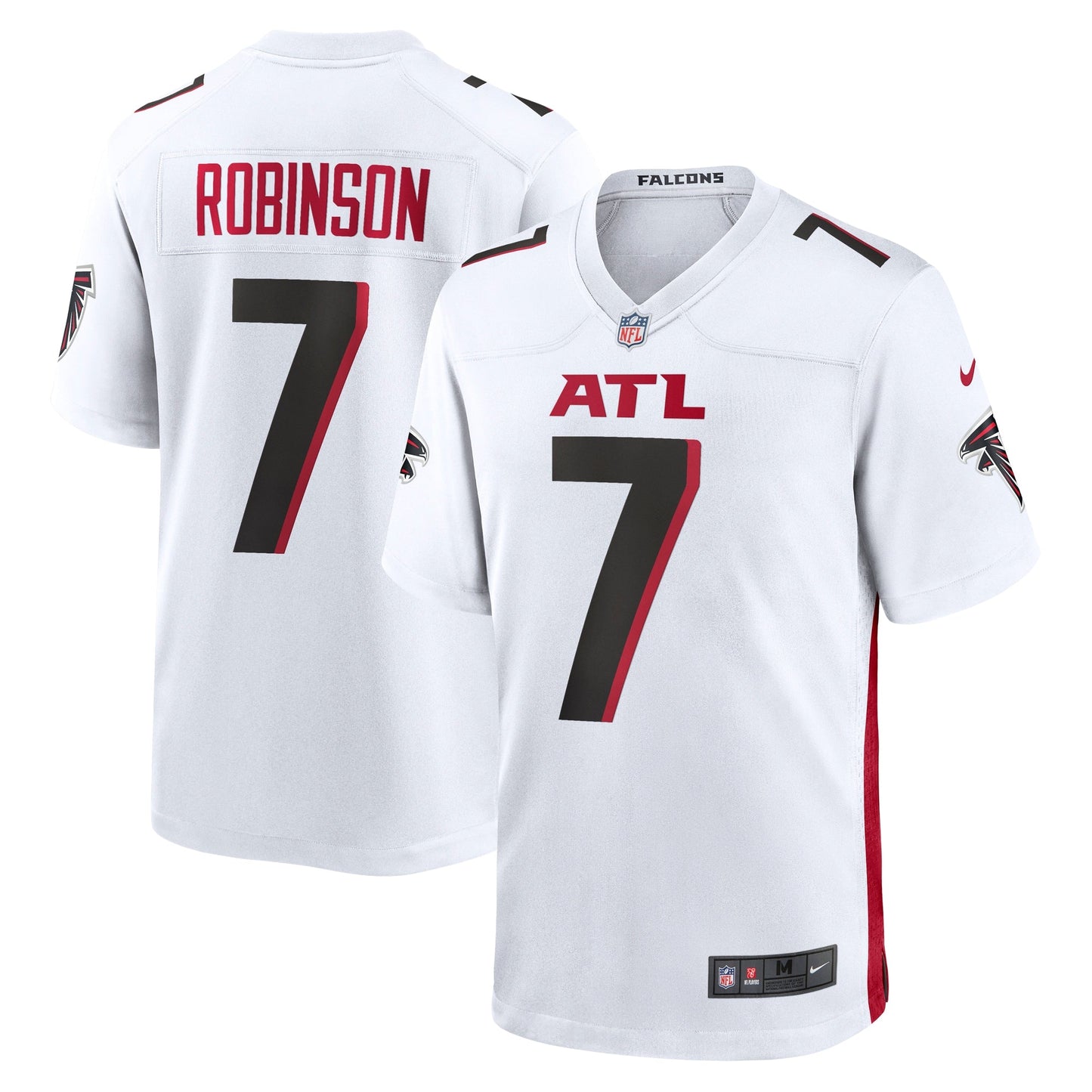 Bijan Robinson Atlanta Falcons Game Jersey - White football jersey product view 1