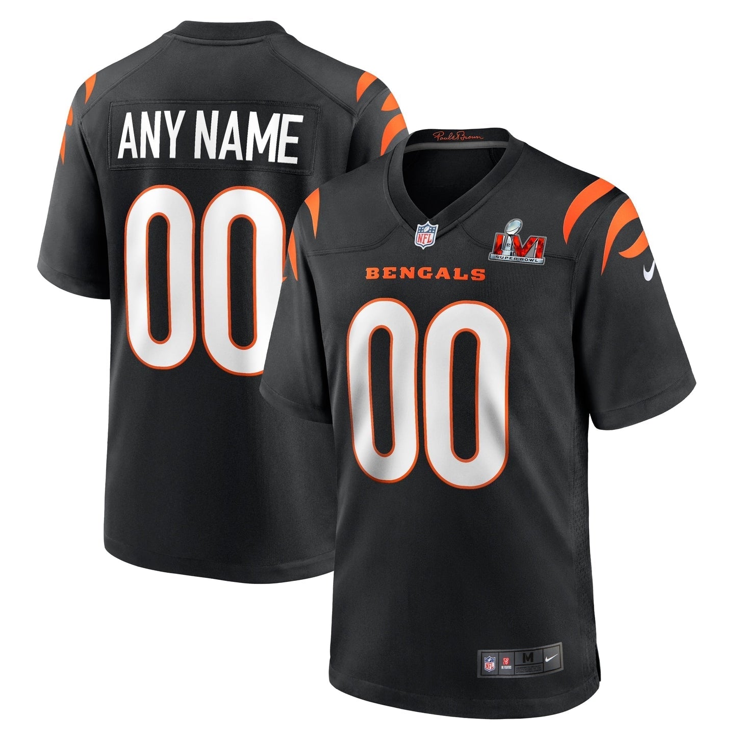 Cincinnati Bengals Super Bowl LVI Game Custom Jersey - Black football jersey product view 2