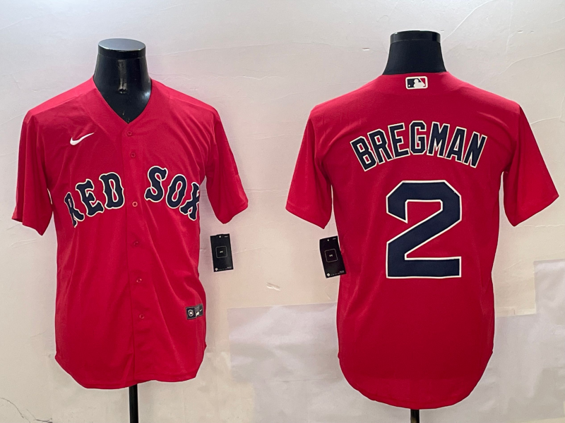 Men's Boston Red Sox Alex Bregman Red Replica Player Jersey baseball jersey product view 1