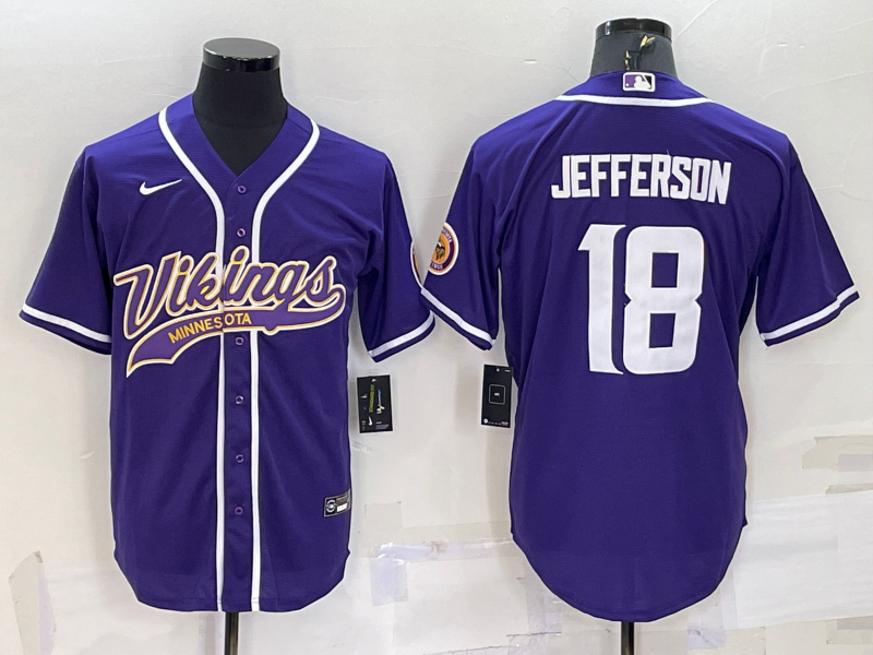 Men's Minnesota Vikings Justin Jefferson Purple Game Jersey Joint Edition football jersey product view 1