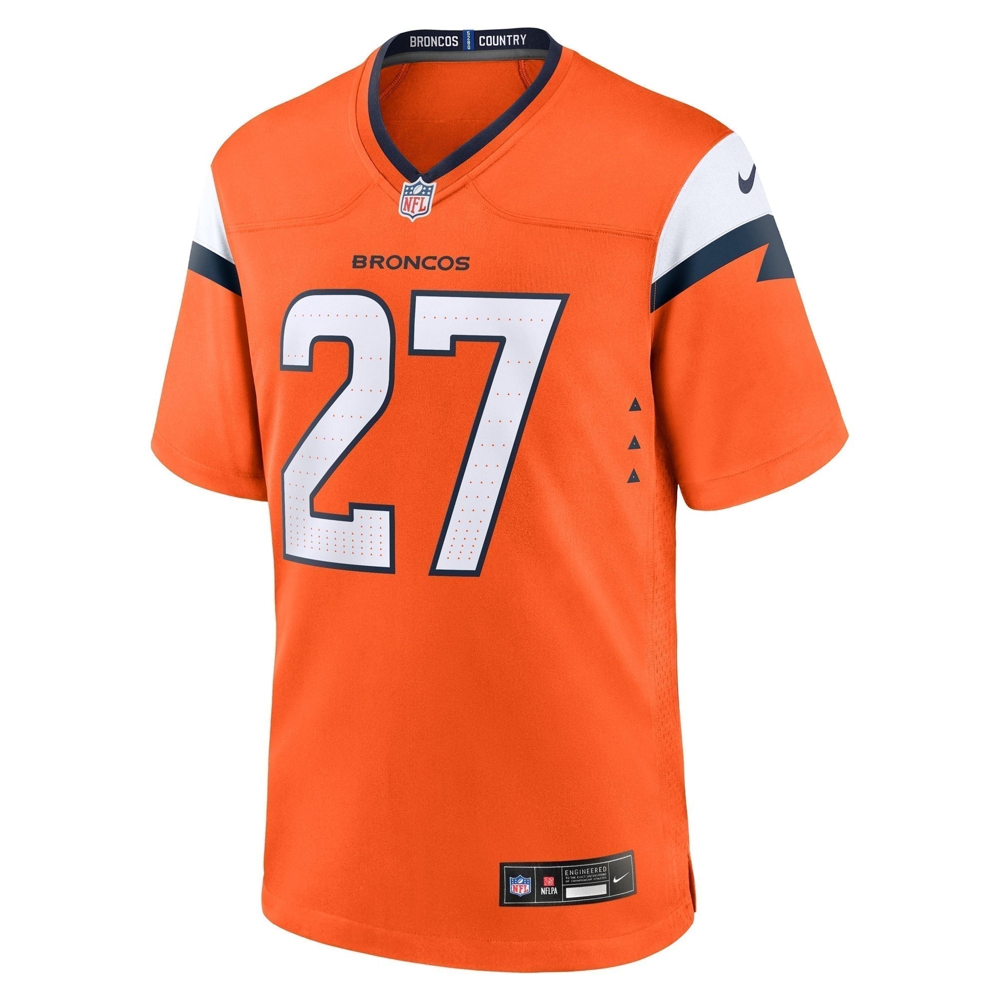 Damarri Mathis Denver Broncos Team Game Jersey - Orange football jersey product view 2