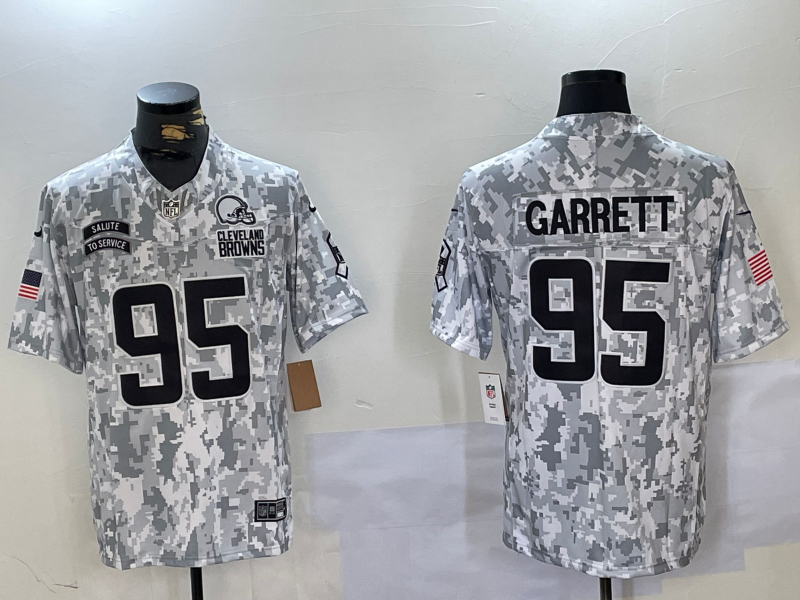 Men's Cleveland Browns Myles Garrett Arctic Camo 2024 Salute to Service Limited Jersey football jersey product view 1