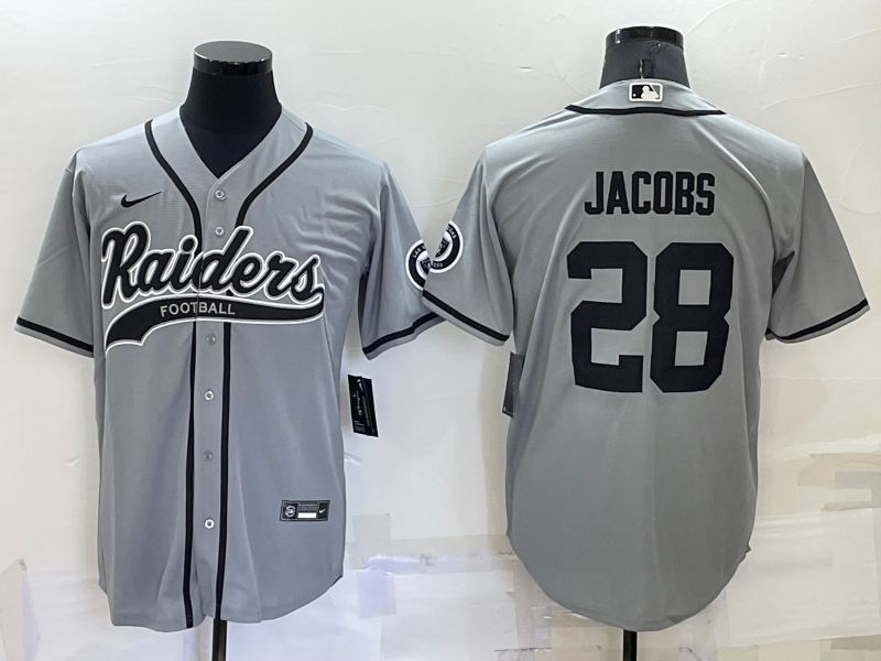 Men's Las Vegas Raiders Josh Jacobs Gray Game Jersey Joint Edition football jersey product view 1