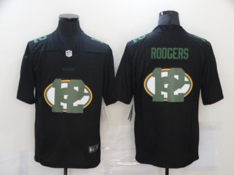 Men's Green Bay Packers Aaron Rodgers #12 Black Team Game Jersey1 football jersey product view 1