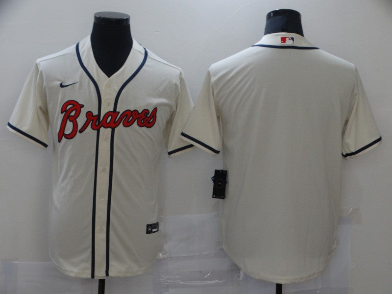 Men's Atlanta Braves Cream Replica Blank Jersey baseball jersey product view 1