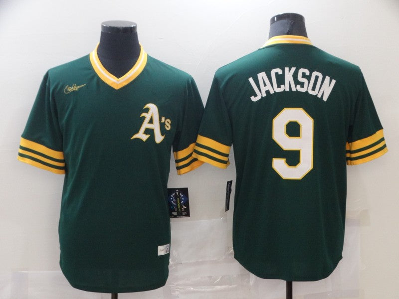 Men's Oakland Athletics Reggie Jackson Green Replica Baseball Jersey baseball jersey product view 1