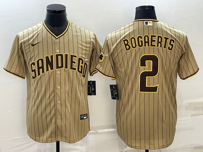 Men's San Diego Padres Xander Bogaerts #2 Tan Replica Player Jersey1 baseball jersey product view 1