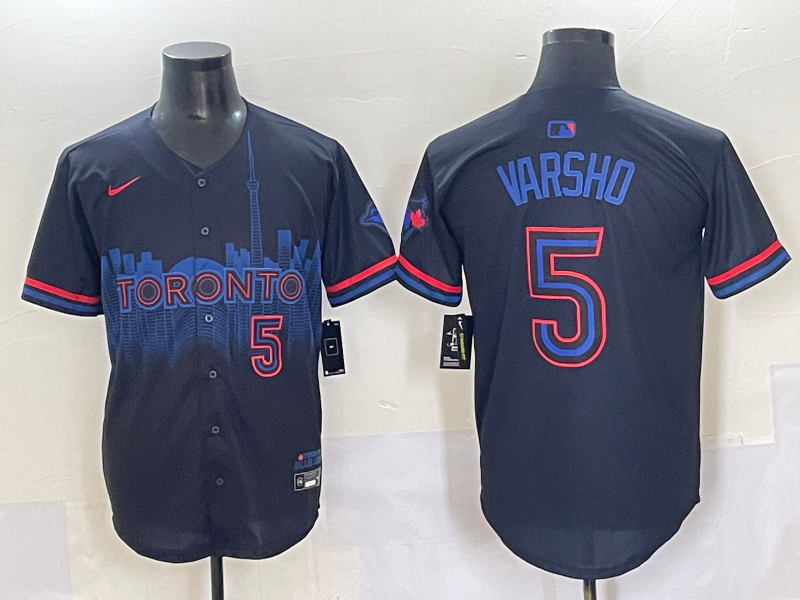 Men's Toronto Blue Jays Daulton Varsho Black 2024 City Connect Limited Player Jersey baseball jersey product view 1