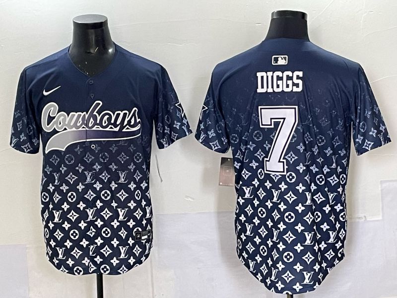 Men's Dallas Cowboys Trevon Diggs #7 Navy Team Game Player Jersey football jersey product view 1