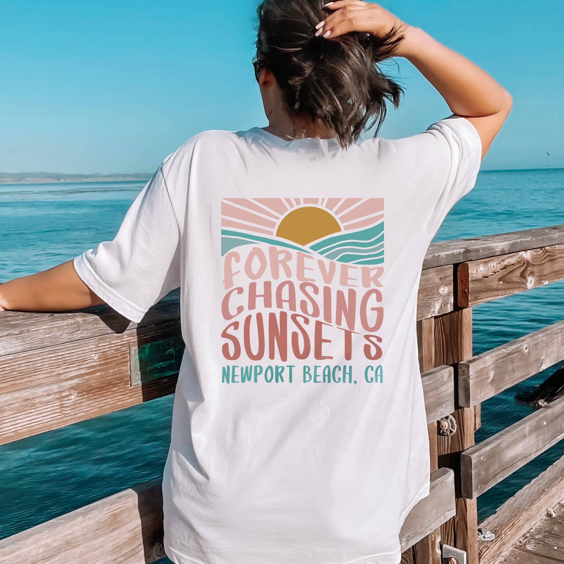Custom Forever Chasing Sunsets Tee | Back & Front | XS-2XL Unisex T-shirt, Sweatshirt, Hoodie, Long Sleeve Tee - T-Shirt, Sweatshirt, Hoodie