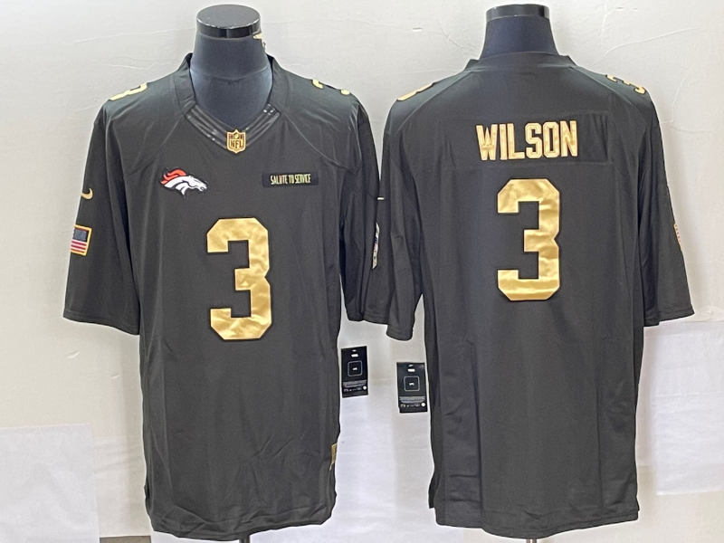 Men's Denver Broncos Russell Wilson #3 Black Team Game Jersey1 football jersey product view 1